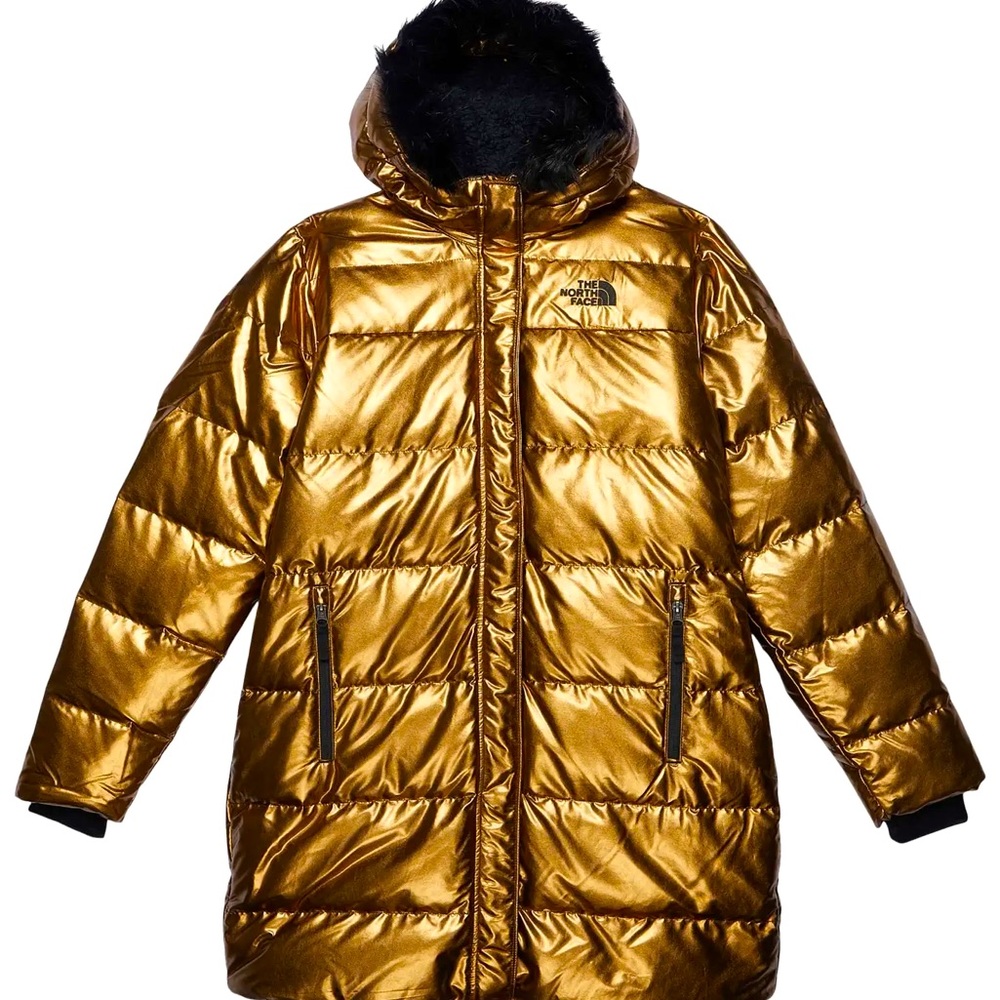 Gold North Face Puffer Coat